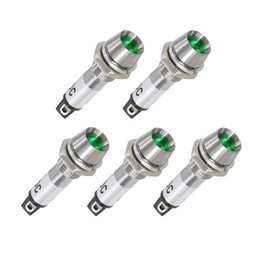VictorsHome - Luz indicadora LED de 8 mm con carcasa de metal de 8 mm, 5 unidades, Verde, 110V