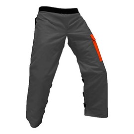 FORESTER Chainsaw Chaps - Forestry Chainsaw Safety Gear Heavy Duty Apron Style Chap Pants with Adjustable Belt and Pocket (Grey/Orange, Short 40"