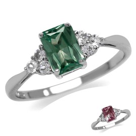 Silvershake 7x5mm Octagon Shape Birthstone Gemstone White Gold Plated or Yellow Gold Plated 925 Sterling Silver Engagement Ring Jewelry for Women, 8, Sterling Silver Rhodium (White Gold Plated),