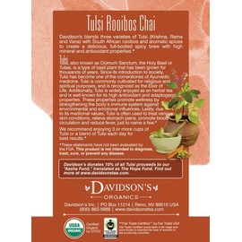 Davidson's Organics, Tulsi Rooibos Chai, 8-count Tea Bags, Pack of 12