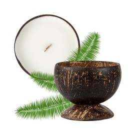 Restaurantware-Coco Casa 3.9 x 2.8 Inch Coconut Shell Candle, 1 Hand Poured Coconut Bowl Candle - Vanilla Fragrance, Double Wax Blend, Soy Wax Scented Candle, Wooden Wick