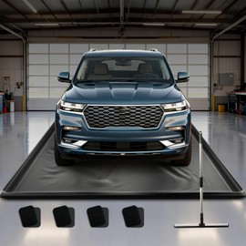 TRIPOWER Containment Mat with Floor Squeegee, 9 x 20 FT Heavy-Duty Waterproof Garage Floor Mat for Under Car, Protects Garage Floor from Snow, Rain, Mud, Sand, and Oil