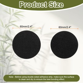 HARFINGTON 24set Hook and Loop Strips with Adhesive 2.4" Round Double Sided Hook and Loop Tape Nylon Self Sticky Fastener for Home Office Car, Black