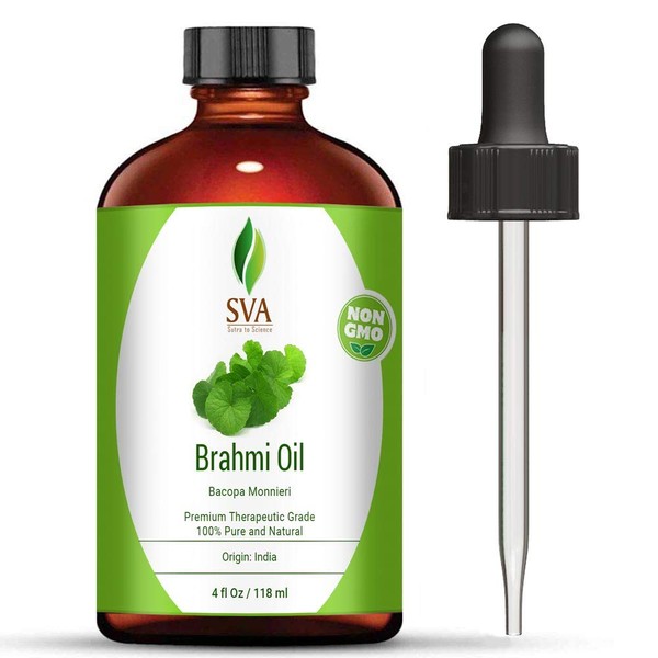 SVA Organics Brahmi Oil 4 Ounce Pure Bacopa Monnieri Cold