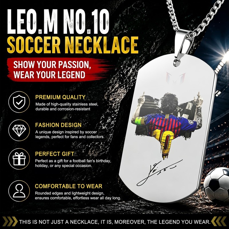 XIVEKD 6Pcs World Cup Leo.M No.10 Stuff, Soccer Bracelets Necklace