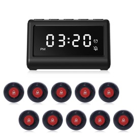 CallToU Wireless Calling System, Caregiver Pager for Nurses Station, 10 Waterproof Alert Call Buttons with 1 Display Receiver for Clinic Restaurant Nursing Home Patients Seniors