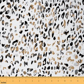 Tela con estampado de guepardo por The Yard, tela de tapicería con estampado de leopardo, tela decorativa de safari de animales salvajes, tela de edredón de acuarela geométrica africana teñida por The Yard, café negro, 1 yarda