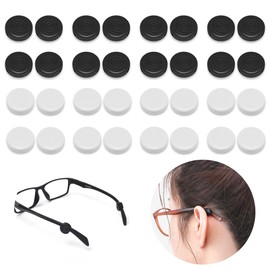 SooGree 16 pares de retenedores de anteojos de silicona, soportes antideslizantes para patillas, Negro y Transparente, Circular