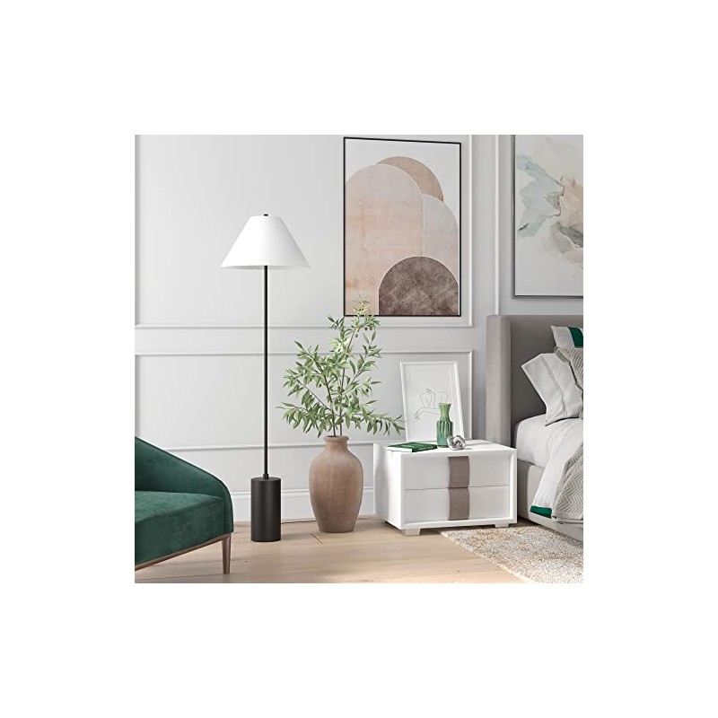 Somerset 64" Tall Floor Lamp with Fabric Shade in Blackened