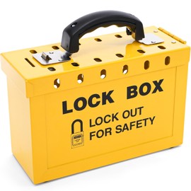 WUWEOT Lockout Tagout Lock Box, Portable Group Lock Out Tag Out Box, Yellow LOTO Safety Group Padlock Boxes with 12 Locking Holes for OSHA Compliant LOTO Procedures