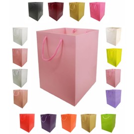 Glossy Vibrant Flower Gift Bag, Bouquet Vase | Valentines | Anniversary | Love | Transportation Display (1, Light Pink)