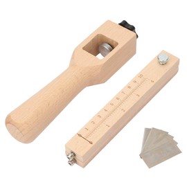 Leather Band Cutting Tool Adjustable Wooden Hand Leather Craft Accessories with 5 Blades, Leather Tools