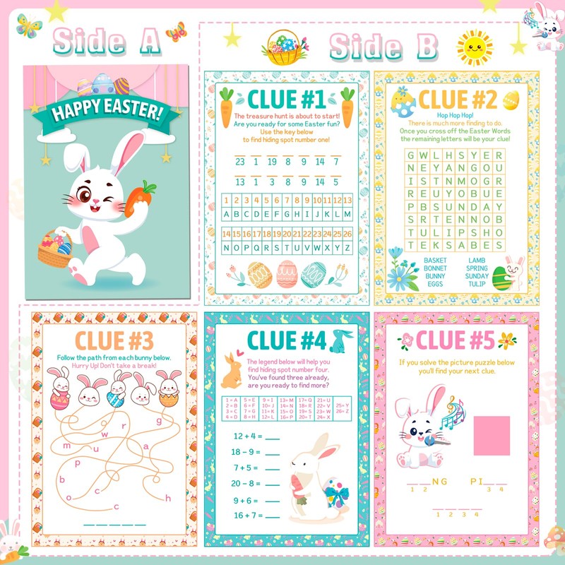 HOWAF Easter Egg Hunt, 10pcs Easter Egg Hunt Clues, Indoor