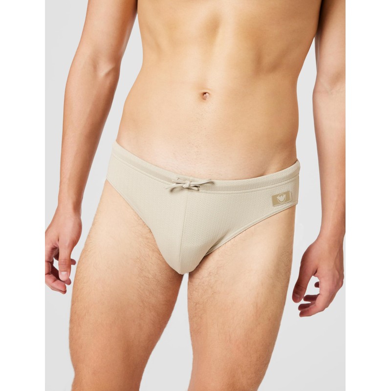 EMPORIO ARMANI Slip da Uomo in Raso con Etichetta Marrone