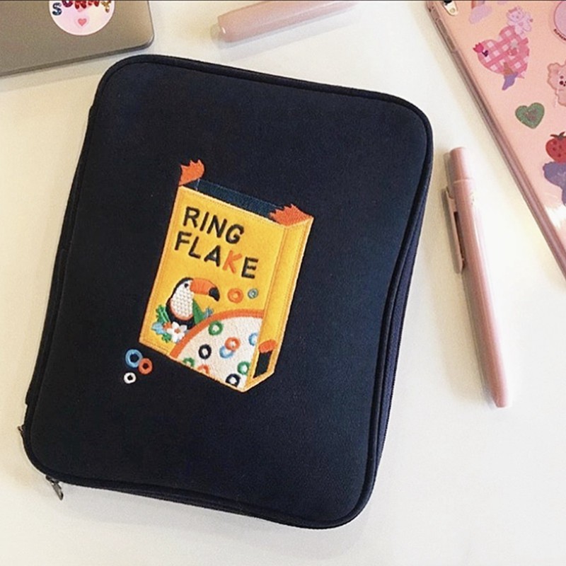 Tablet Sleeve Bread Cartoon Style Dual Zippers Soft Waterproof Breathable