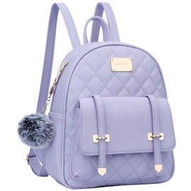 KKXIU Women Small Backpack Purse Synthetic Leather Quilted Mini Daypack Fashion Bookbag For Girls (Purple)