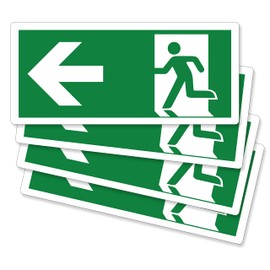 pubblimania Pack of 4 Emergency Exit Left PVC Stickers Robust for Outdoor and Indoor Use (Cm 29 x 13) (4 Exit Left)