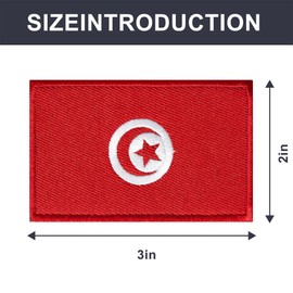 JBSJBS Tunisia Flag Embroidered Patches Tunisian Flags Patch Tunisia Military Tactical Patch Team Logo Decorations(2Pack)