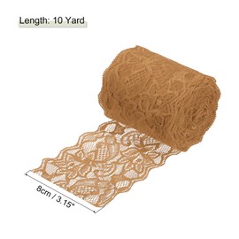 MECCANIXITY 3 Inch Wide 10 Yard Lace Ribbon Floral Pattern Light Brown Lace Trim Ribbon for Sewing Making, and DIY Crafts, Gift Wrapping, Bouquets, Wedding Decor