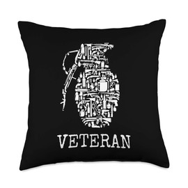 Military Veteran Gift Grenade With Military Weapons Veteran Throw Pillow