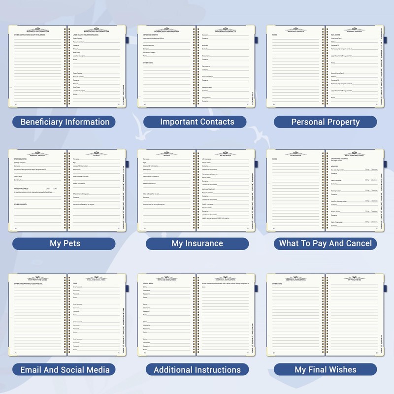 End of Life Planner, Estate Planning Organizer with Tabs for