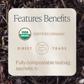 Rishi Tea Earl Grey Tea - USDA Organic Direct Trade Sachet Tea Bags, Certified Kosher Pure Black Tea with Bergamot Oil, Energizing & Caffeinated - 15 Count (Pack of 6)