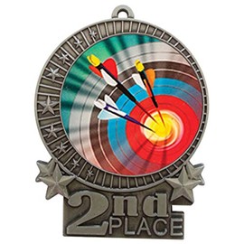 Express Medals 3 inch Archery 2nd Place Silver Medal with Neck Ribbon Award XMDMY4 (50)
