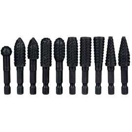 Gasea 10pcs 1/4" Shank Rotary File Drill Bits Wood Carving File Rasp Drill Bits Woodworking Tool