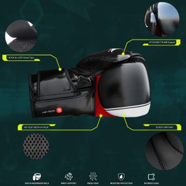 Mytra Fusion Boxing Gloves Air Tech SL-6 Training Gloves (Black/Red, 14-oz)