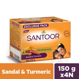 Santoor Sandal and Turmeric Soap, 150g (Pack of 4)