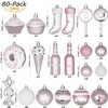 Sea Team 80-Pack Assorted Shatterproof Christmas Ball Ornaments Set Decorative