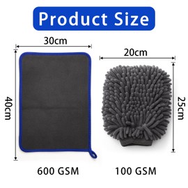 6 Stück Auto Waschen Set, Auto Reinigungsset mit 4 Stück Mikrofasertücher & 2 Stück Waschhandschuh, Auto Zubehör Accessoires Autopflege Trockentuch zum Kratzfreien, Car Cleaning Kit