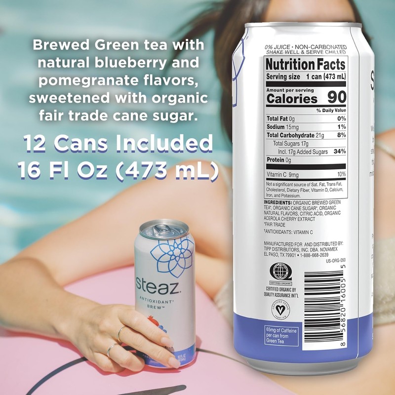 Steaz - Organic Green Tea - Blueberry Pomegranate (12 Pack)