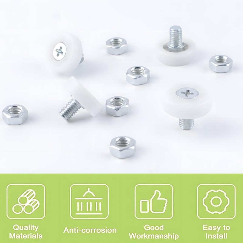 UFURMATE 10Pcs Drawer Rollers POM Plastic Cabinet Drawer Slides Wheels