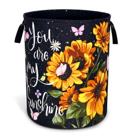 Sunflower Laundry Basket Oxford Cloth You Are My Sunshine Laundry Hamper With Handle Foldable Portable Clothes Storage Basket 18.9 X 16.5 In Storage Bag For Laundry Room/Bathroom/Bedroom/Dormitories