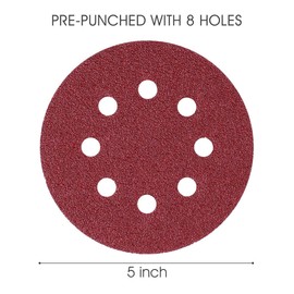 Sanding Discs, 5 inch (125mm) 8 Holes,40 80 120 240 320 600 800 Assorted Grits Sandpaper（70 Pcs）