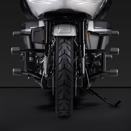 Advanblack ProTek Machined Harley Crash Bar Sliders 1.25" Decorative Wheel Rotatable End For Front Engine Guard Rear Saddlebag Guards (Black CNC)