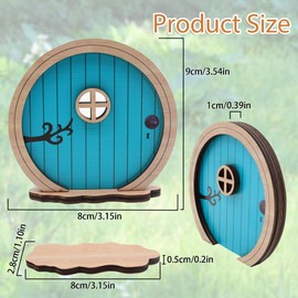 Simaixing Fairy Door for Garden, Miniature Elf Door for Wall, Fairy Garden Accessories Outdoor for Trees and Tree Trunk, Mini Arch Fairy Tale Door Courtyards Decoration (Blue)