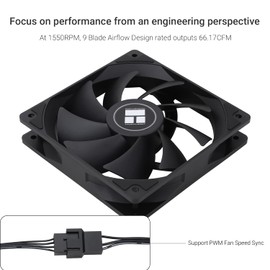 Thermalright TL-C12C X3 CPU Fan, 120mm 4pin PWM Silent Computer Case Cooler Fan,with S-FDB Bearing Included, up to 1550RPM PC Cooling（3 Quantities）