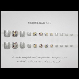 Domiya F-064 Nail Tips for Feet, Set of 24, Foot Nail Tips for Summer, Fake Nails, Weddings, Coming-of-Age Ceremonies, Cute, Popular, Simple, Reusable