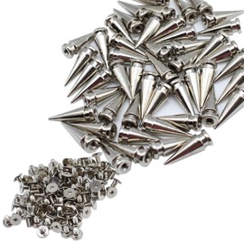 Mesanda 100/50 Pcs Studs Parts Tacks Cone Spikes Rivets Conical Studs Screw Type Punk DIY Clothing Accessories Handmade Craft Leather Craft Bag Shoes Remake Ornament Silver Diameter 7mm Height