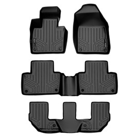 SMARTLINER Custom Fit Floor Mats 3 Row Liner Set Black for 2016-2025 Volvo XC90 - No Plug-in Hybrid Models