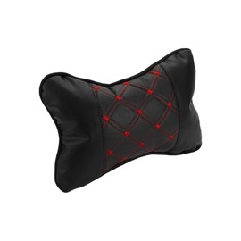Partuto 1 Pcs Universal Car Neck Pillow - Car Seat Headrest Pillow for Neck Back Breathable - PU Leather Black Red