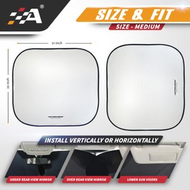 Autoshaders Car Windshield Sunshade – Foldable 2-Piece Front Window Sun Shade for Most Sedans SUV and Trucks – Sun Blocker Auto Heatshield Visor Blocks UV Rays and Keeps Your Vehicle Cooler – Medium