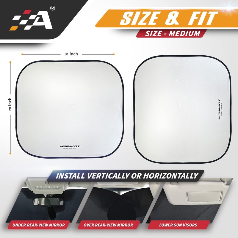 Autoshaders Car Windshield Sunshade – Foldable 2-Piece Front Window Sun