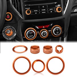 Auovo Radio Knob Cover for Subaru Crosstrek Accessories 2018-2023 / Impreza 2017-2023/ Forester 2019-2024 AC Knob Outer Ring Air Conditioner Volume Tune Knob Trim 7pcs (Sun Orange, A)