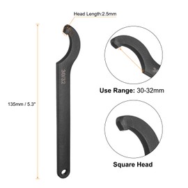 HARFINGTON C Hook Spanner Wrench, 30-32mm C Pin Motorcycle Shock Nut Chrome Vanadium Spanner Wrench Tool with 2.5mm Square Head for Machine, Vehicles, Mechanical