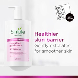 Simple Smoothing Gel Face Cleanser Suitable For Even The Most Sensitive Skin Gel Cleanser With 5% Lactic Acid and Hyaluronic Acid 240 ml