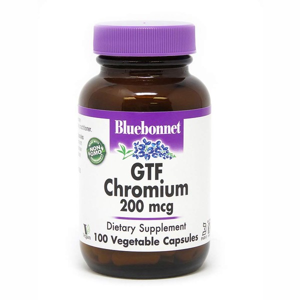 BlueBonnet GTF Chromium Vegetarian Capsules, 200 mcg, 100 Count