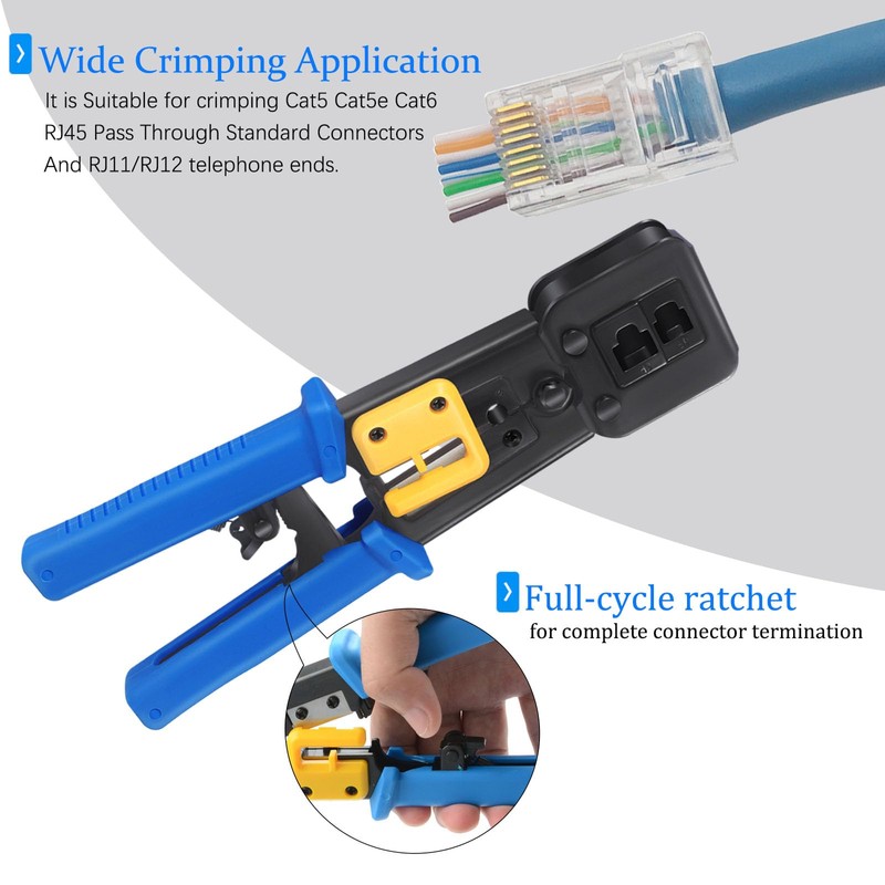 PETECHTOOL RJ45 Crimp Tool Cat6 Cat5e Cat5 Ethernet Crimper Kit